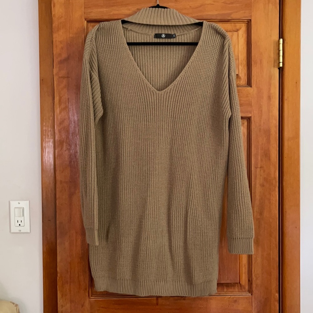 Missguided Beige Sweater Dress